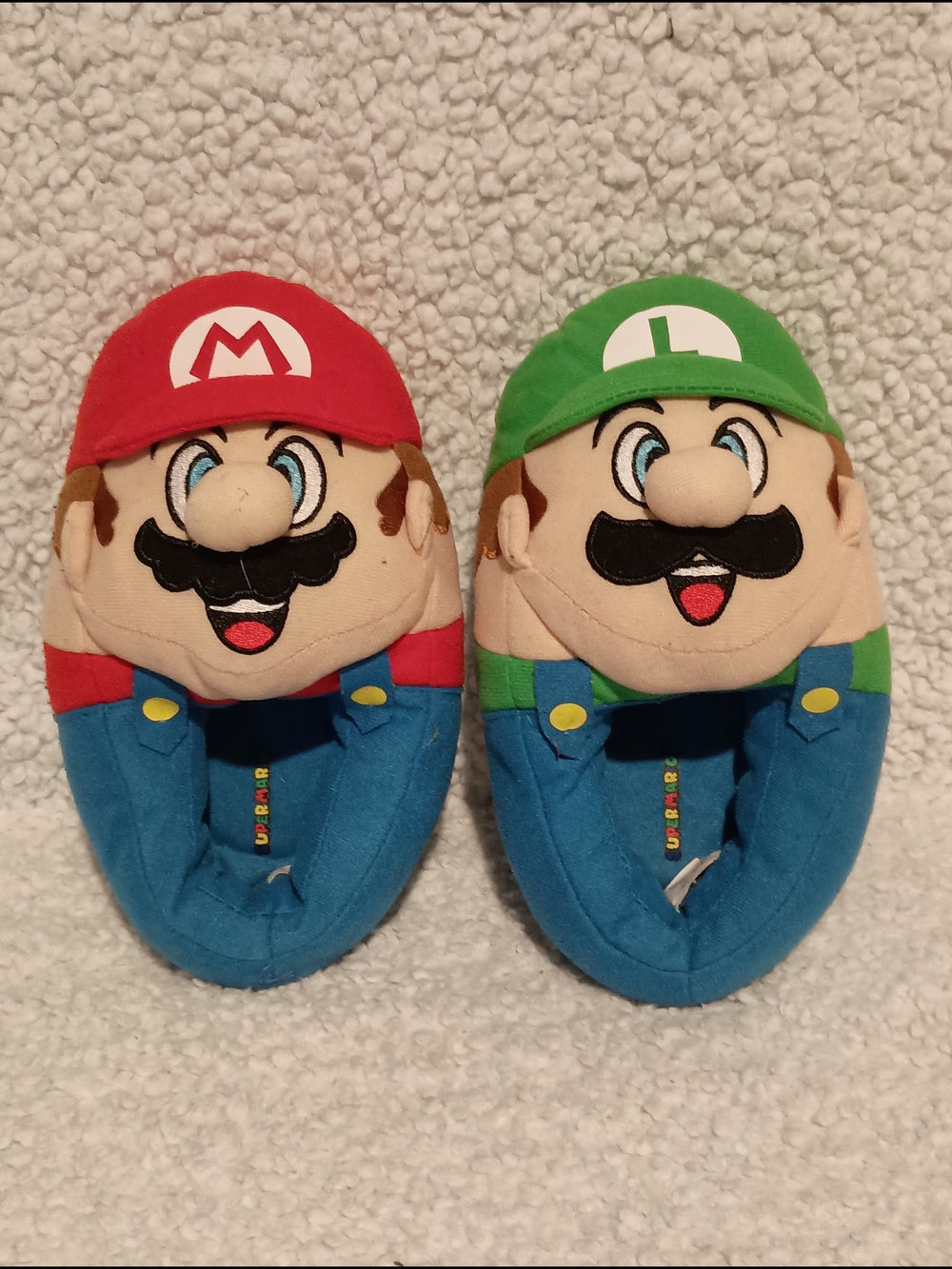 Nintendo Mario & Luigi Plush Kids Footie Slippers - Red, Green & Blue Boys 11-12